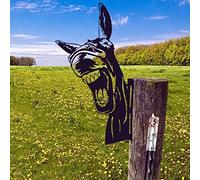 LFFY Peeping Animal Metal Art - Farm Peeping Cow Metal Art Garden Decor Outdoor Farm Backyard Patio Lawn Garden Fence Decoration (#1 Laughing Donkey),about 30cm on the longest side