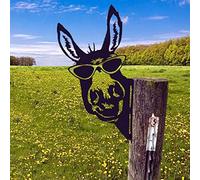 LFFY Peeping Animal Metal Art - Farm Peeping Cow Metal Art Garden Decor Outdoor Farm Backyard Patio Lawn Garden Fence Decoration (#2 sunglasses donkey), about 30cm on the longest side