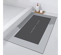 LFFY Super Absorbent Bath Mat, Multi-size Bathroom Anti-slip Floor Mats for Home, Microfiber Quick Dry Bathroom Carpet, Morandi Color Matching Diatom Mud Floor Mat(Rectangle - Grey, 15.7x23.6 IN)