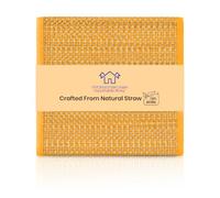 LFH Home Handmade Straw Yoga Mat For Exercise, Workout, Fitness - Perfect Heavy Quality Eco Friendly Natural Straw Reversible Yoga Mats for Men & Women - 72x24 Inch Gold yellow