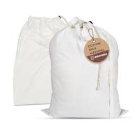 LFH Home Large Premium 1pack Cotton Rich Canvas Laundry Bag with Drawstring and Handles Heavy Duty, Multi-Use, Washable for Home, Travel, College or Storage 18x26 -White
