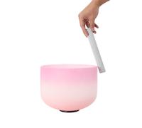 Lfhelper crystal singing bowl C Note Pink 10 Inch singing bowl for Meditation Yoga Sound Therapy, Quartz sound healing bowl for Chakra Balance, Clear Long Resonance crystal bowl sound healing
