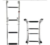 Lfhelper Foldable Boat Ladder 4 Steps Stainless Steel Marine Boat Inboard Swim Platform Yacht Ladder with Dual Handrail