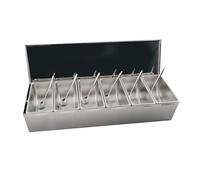 Lfhelper Magnetic Pizza Topping Station with 6 Removable Compartments, 600 ml Each, Stainless Steel Compartment Pizza Storage Container for Restaurant and Home Kitchen