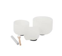 Lfhelper Quartz Crystal Singing Bowl Set for Heart Chakra Healing, Includes 6, 8, 10 Inch Frosted Bowls with Mallet for Emotional Balance & Vibrational Stress Relief White