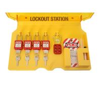 Lfhelper Safety Lockout Padlock Station with 4 PA Locks, Writable Tags, Wall-Mount Design, Lockout Tagout Kit for Electrical and Mechanical Maintenance