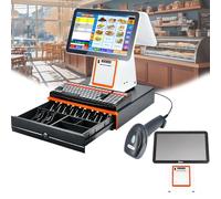 LFHWHKJ All-in-One Touch Screen Cash Register, Touch Screen Cash Register with Barcode Scanner Compatibility, Small Business with Inventory Tracking Thermal Printer(White)