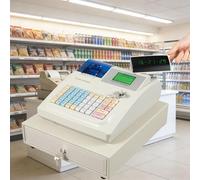 LFHWHKJ Cash Register for Small Businesses, Electonric caja registradora para with Locked Cash Drawer, for Catering, Supermarkets, Clothing Stores, Hamburger Stores.(White)