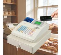 LFHWHKJ Electronic Cash Register, Cash Register with Receipt Printer with 3Method/200Dept/10000Items/ /50Clerks/9Vat Rate Setting, Supports Scanner Scale External Printer.(White)