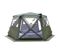 LFHWHKJ Ice Fishing Tent for 6-10 Person, Ice Shanty with Chimney Mouth with Anchor, Guy Rope, Carrying Baga, Portable Ice Fishing Shelter, Hexagon Ice Huts, Four Doors and Four Windows(Green)