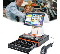 LFHWHKJ POS System with Touchscreen & Printer, Touch Screen Cash Register with Barcode Scanner Compatibility with Inventory Management for Business Restaurants Retail(White)