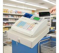 LFHWHKJ Receipt Printer Cash Register, Cash Register with Drawer, with 3Method/200Dept/10000Items/ /50Clerks/9Vat Rate Setting for Catering, Supermarkets, Clothing Stores.(White)