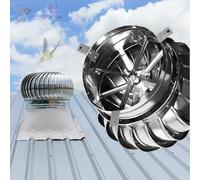 LFHWHKJ Roof Turbine Vent,Stainless Steel Wind Rotating Turbine Cap Ventilator,304 Thickened Attic Air Vent Ventilating Fan, Rainproof Unpowered Exhaust Fan(200mm/8in)