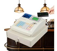 LFHWHKJ Small Business Cash Register with Drawer and Receipt Printer, Entry-level Electronic Cash Register with 3Method/200Dept/10000Items/ /50Clerks/9Vat Rate Setting.(White)