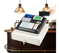 LFHWHKJ Small Business Cash Register with Drawer and Receipt Printer, Entry-level Electronic Cash Register with 3Method/200Dept/10000Items/ /50Clerks/9Vat Rate Setting.(Black)