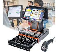 LFHWHKJ Small Business Touch Screen Cash Register with Inventory Tracking, Touch Screen Cash Register with Built-in Receipt Printer for Business Restaurants Retail(Black)