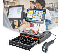 LFHWHKJ Small Business Touch Screen Cash Register with Inventory Tracking, Touch Screen Cash Register with Built-in Receipt Printer for Business Restaurants Retail(White)