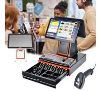 LFHWHKJ Smart POS System with Touch Screen, Retail Touch Screen Cash Register, Smart Cash Register with Inventory Management for Business Restaurants Retail(Black)
