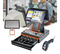 LFHWHKJ Touch Screen Cash Register with Built-in Receipt Printer, Smart Cash Register with Inventory Management with Inventory Tracking Thermal Printer for Business Restaurants Retail(Black)