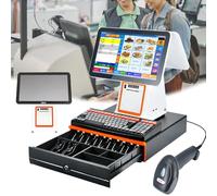 LFHWHKJ Touch Screen Cash Register with Built-in Receipt Printer, Smart Cash Register with Inventory Management with Inventory Tracking Thermal Printer for Business Restaurants Retail(White)