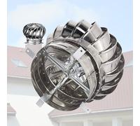 LFHWHKJ Wind Rotating Turbine Cap Vent,Stainless Steel Turbine Ventilator Vents,Rainproof Unpowered Exhaust Fan,304 Thickened Attic Air Vent Ventilating Fan Whirlybird(100mm/4in)