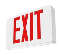 LFI Lights Standard Exit Sign, UL 924 Listed, Red LED, White, 120/277VAC Hardwired with Battery Backup, Wall, Ceiling or Side Mount, Optional Double Face and Knock Out Arrows LEDRWBB