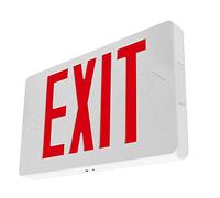 LFI Lights | Thin Red Exit Sign | All LED | White Thermoplastic Housing | Hardwired with Battery Backup | Optional Double Face and Knock Out Arrows Included | UL Listed | (1 Pack) | LEDT-R