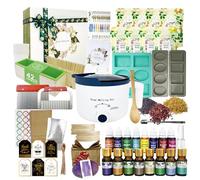 LFISGNN Deluxe Soap Making Supplies Kit for Adults Soap Making, DIY Soap Making Full Set Kits Includes Soap Melter, 4 lb Soap Base, 8 Essencial Oils & Dyestuffs, Silicone Loaf Molds and Cutter
