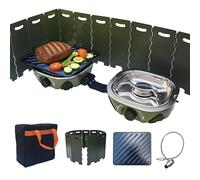 LFISGNN Portable 2 Burner Camping Stove with Windshield, Griddle and Carrying Bag, 3000 W X 2/1.7 KG Lightweight Outdoor-Design Double Camp Stoves with Adjustable Burners for Camping & Picnic Cooking