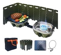 LFISGNN Portable 2 Burner Camping Stove with Windshield, Griddle and Carrying Bag, 3000 W X 2 Propane 1.7 KG Lightweight Outdoor-Design Double Camp Stoves with Adjustable Burners for Camping & Picnic