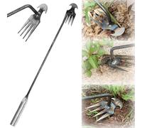 lfjfaecx New Weeding Artifact Uprooting Weeding Tool, 4 Teeth Manganese Steel Forged Hand Weeder, Uprooting Weeding Tool Long Handle for Garden Backyard Farm (50cm)