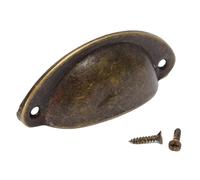 LFJQFQR 20PCS Retro Metal Kitchen Drawer Cabinet Door Handle and Furniture Knobs Hardware Cupboard Antique Brass Shell Pull Handles(Brushed Green Bronze)