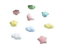 LFJQFQR Cute Children's Room Cabinet Knobs Stars Clouds Moons Ceramic Furniture Handles Cartoon Wardrobes Pulls Drawer Door Handles(Star-Dark-Green)