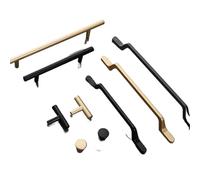 LFJQFQR Simple Black Kitchen Cabinet Door Handles Matte Gold Aluminum Alloy Drawer Pulls Furniture Handle Hardware(Black 160mm9)