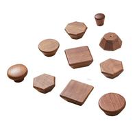 LFJQFQR Wooden Handle Hexagon Square Round Drawer Knob Cupboard Closet Knobs Kitchen Cabinet Door Furniture Decoration Wood(Hexagon-Walnut-40mm)