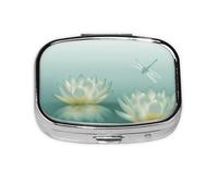LFJSYC Dragonfly with Water Lily Printed Square Pill Box Pill Storage Bag