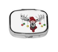 LFJSYC Funny Christmas Moose Printed Square Pill Box Pill Storage Bag