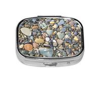LFJSYC Pebble Stone Printed Square Pill Box Pill Storage Bag