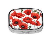 LFJSYC Red Poppy Flower Printed Square Pill Box Pill Storage Bag