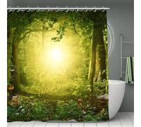LFKVYZLC Beautiful Enchanting Forest 70" Shower Curtain Magical Lush Woodland Style Bathroom Curtains Nature Kids Girl Boy Bath Curtain Green Trees