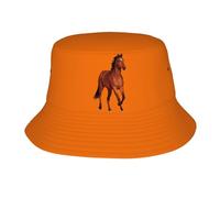 LFKVYZLC Fashion Orange Horse Pattern Printed Bucket Hat for Men Women, Fisherman Cap Sun Hat