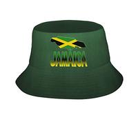 LFKVYZLC Fashion Vintage Green Jamaica Flag Printed Bucket Hat for Men Women, Jamaican Map Fisherman Cap Summer Hats
