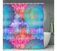 LFKVYZLC Floral Tile Elements 70" Shower Curtain Mandalas Style Bathroom Curtains Vintage Kids Girl Boy Bath Curtain Asia