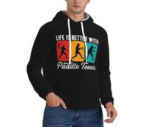 LFKVYZLC Life Is Better With Paddle Tennis Graphic Hoodies for Men, Hoodied Sweatshirt with Pockets Multi