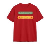 LFKVYZLC Men's My Grandpa Loves Me T-Shirt Unique Graphic Design, Casual Wear Shirts Red