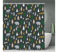 LFKVYZLC Moose Fox 70" Shower Curtain Bear Style Bathroom Curtains Nature Woodland Kids Girl Boy Bath Curtain Wild Animal
