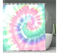 LFKVYZLC Pink Tie Die 70" Shower Curtain Rainbow Spiral Style Bathroom Curtains Bohemian Exotic Grunge Kids Girl Boy Bath Curtain Gypsy Hippie