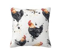 LFKVYZLC Watercolor Rooster Chicken Cushion Covers Set of 2, Farmhouse Animal Throw Pillow Covers 60x60cm Decorative Couch Sofa Bed Living Room Bedroom