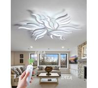 LFLA LED Ceiling Light Dimmable Modern Large Living Room Acrylic Flower Shape Design with Remote Control Geometric Lighting Bedroom Dining Room Energy Saving Lamp (White, 9-Flame,Ø85cm,90W)