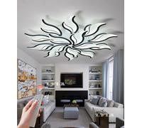 LFLA Modern LED Ceiling Light Dimmable Large Living Room Lamp Geometric Design with Remote Control & Memory Function Ceiling Lighting Bedroom Dining Room Eye Care Ceiling Lamp (Black, 15 Heads-108W)